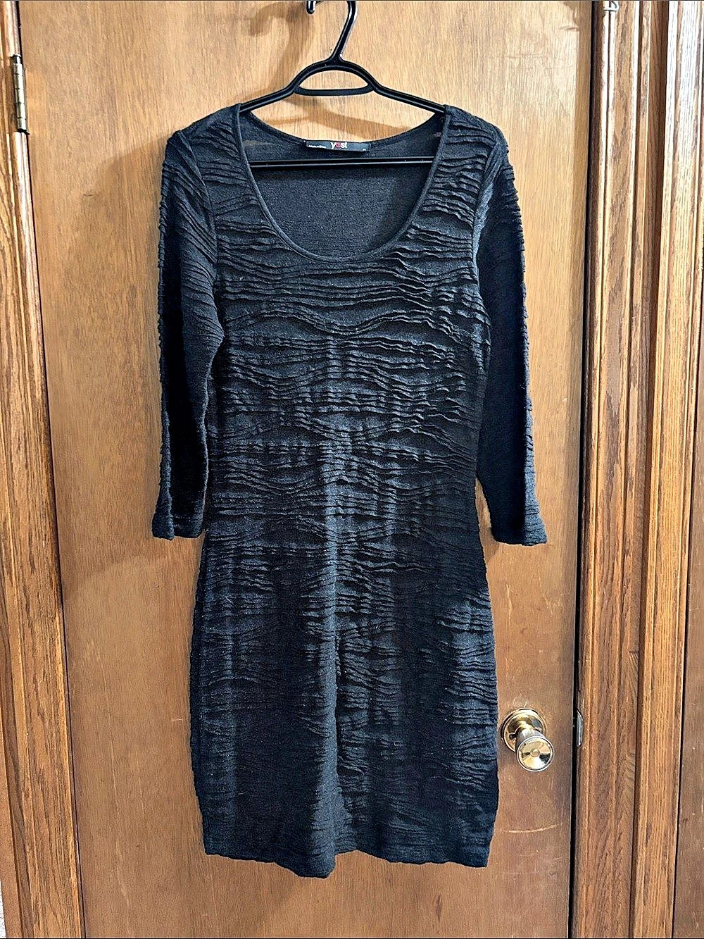 Yest Textured Mini Dress in Black Size Medium Like New